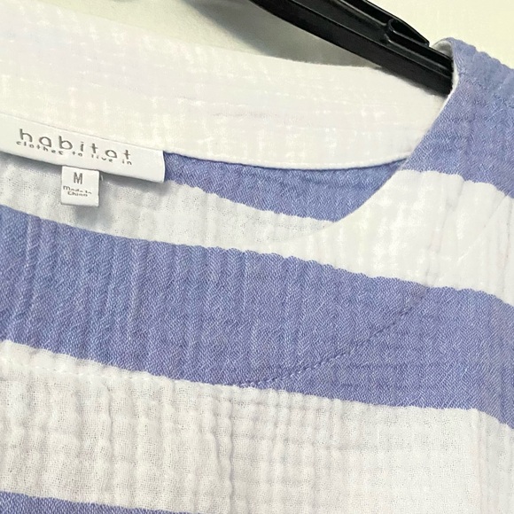 Habitat Periwinkle Blue and White Striped Shirt. 100% Cotton, 3/4 Sleeve  EC SzM - Picture 4 of 14
